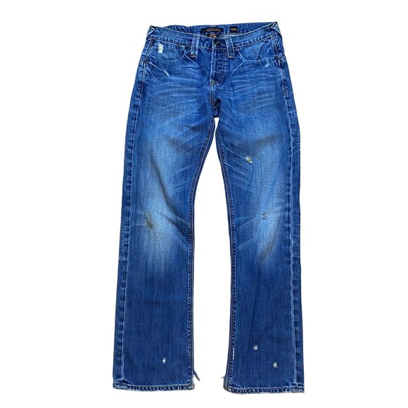 Y2K Ed Hardy Mens Distressed Blue Denim Jeans 30x32 Straight Fit